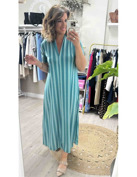 Vestido rayas punto seda