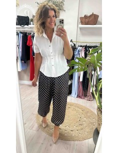 Pantalon efecto seda lunares 2