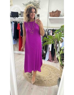 Vestido plisado collar