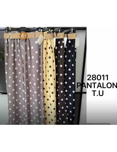 Pantalon lunares cinturón rafia
