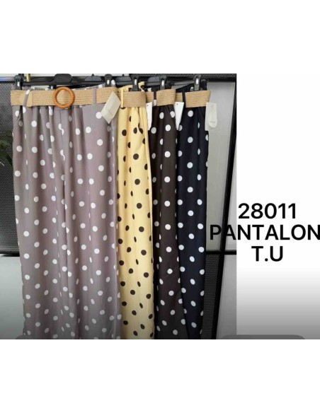 Pantalon lunares cinturón rafia
