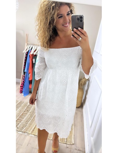 Vestido Boho corto perforado