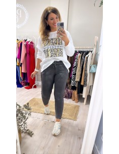 Pantalón tela con metalizado