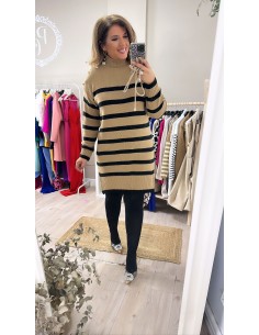 Vestido rayas botones dorados