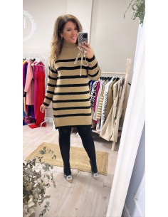 Vestido rayas botones dorados 2